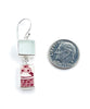 Clear Sea Glass with Red & White Vintage Pottery Double Drop Earrings