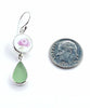 Delicate Rose Vintage Pottery with Soft Green Sea Glass Double Drop Earrings