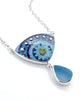 Bold Blue Spanish Vintage Pottery and Blue Sea Glass Necklace