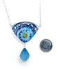 Bold Blue Spanish Vintage Pottery and Blue Sea Glass Necklace