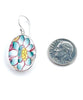 Blue, Yellow & Red Flower Vintage Pottery Oval Single Drop Earrings