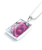 Dark Pink Rose Simple Pendant on Silver Chain