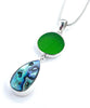 Green Sea Glass with Abalone Drop Pendant