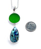 Green Sea Glass with Abalone Drop Pendant