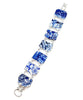 Blue & White Flower Vintage Pottery Double Link Shard Bracelet - 7 1/2