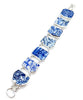 Blue & White Flower Vintage Pottery Double Link Shard Bracelet - 7 1/2