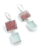 Rust & White Geometric Vintage Pottery with Clear Sea Glass Double Drop Earrings