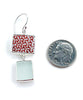 Rust & White Geometric Vintage Pottery with Clear Sea Glass Double Drop Earrings