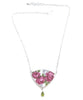 Three Pink Rose Vintage Pottery and Faceted Peridot Necklace