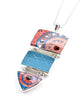 Bold Pink Spanish Pottery and Textured Aqua Sea Glass Triple Drop Barbell Necklace