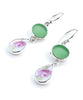 Soft Green Sea Glass with Delicate Rose Vintage Pottery Double Drop Earrings