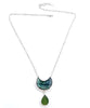 Labradorite Half Moon Gem Stone with Olive Sea Glass Necklace