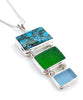 Large Turquoise with Green and Aqua Triple Drop Barbell Pendant