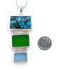 Large Turquoise with Green and Aqua Triple Drop Barbell Pendant