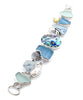 Soft Blues and Aqua Sea Glass with Cast Shells and Abalone Cluster Bracelet - 8 1/2