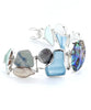 Soft Blues and Aqua Sea Glass with Cast Shells and Abalone Cluster Bracelet - 8 1/2