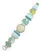 Shades of Aqua Sea Glass with Sea Pottery & Stone Cluster Bracelet - 8
