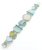 Shades of Aqua Sea Glass with Sea Pottery & Stone Cluster Bracelet - 8