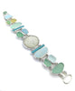 Shades of Aqua Sea Glass with Sea Pottery & Stone Cluster Bracelet - 8