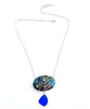 Extra Large Abalone with Textured Cobalt Sea Glass Necklace