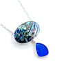 Extra Large Abalone with Textured Cobalt Sea Glass Necklace