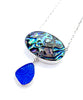 Extra Large Abalone with Textured Cobalt Sea Glass Necklace