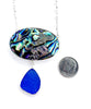 Extra Large Abalone with Textured Cobalt Sea Glass Necklace