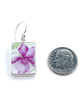 Delicate Purple Iris Vintage Pottery Rectangle Single Drop Earrings