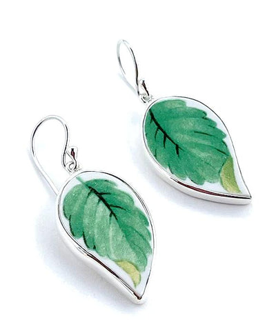 Leaf Vintage Pottery Large Leaf Single Drop Earrings