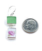 Soft Green Rectangle Sea Glass with Delicate Rose Vintage Pottery Double Drop Earrings