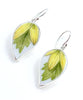 Yellow Daisy Leaves Vintage Pottery Large Leaf Single Drop Earrings