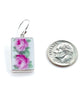 Double Pink Rose Vintage Pottery Rectangle Single Drop Earrings