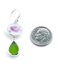 Simple Pink Rose Vintage Pottery with Green Sea Glass Double Drop Earrings