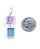 Pink Rose Vintage Pottery with Aqua Sea Glass Double Drop Earrings