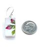 Double Rosebud Vintage Pottery Rectangle Single Drop Earrings