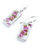 Triple Pink Rose Cluster Vintage Pottery Rectangle Single Drop Earrings