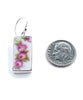 Triple Pink Rose Cluster Vintage Pottery Rectangle Single Drop Earrings