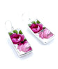 Big Beautiful Roses Vintage Pottery Rectangle Single Drop Earrings