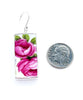 Big Beautiful Roses Vintage Pottery Rectangle Single Drop Earrings