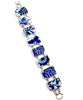 Blue & White Bird, Flower & Boat Vintage Pottery Double Link Shard Bracelet - 7 3/4