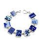 Blue & White Patterned Vintage Pottery Rectangle Shape Bracelet - 7 1/2