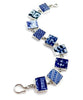 Blue & White Patterned Vintage Pottery Rectangle Shape Bracelet - 7 1/2
