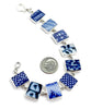 Blue & White Patterned Vintage Pottery Rectangle Shape Bracelet - 7 1/2