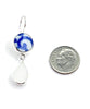 Blue & White Swirl Vintage Pottery with White Sea Glass Double Drop Earrings