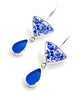 Blue & White Floral Vintage Pottery with Blue Sea Glass Double Drop Earrings