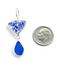 Blue & White Floral Vintage Pottery with Blue Sea Glass Double Drop Earrings