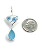 Aqua & White Flower Vintage Pottery with Aqua Sea Glass Double Drop Earrings