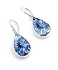 Blue & White Flower Vintage Pottery Single Drop Earrings