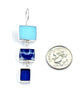 Aqua and Teal Stained Glass with Cobalt Vintage Pottery Triple Drop Earrings