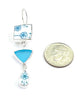 White & Aqua Flower Vintage Pottery with Aqua Sea Glass Triple Drop Earrings